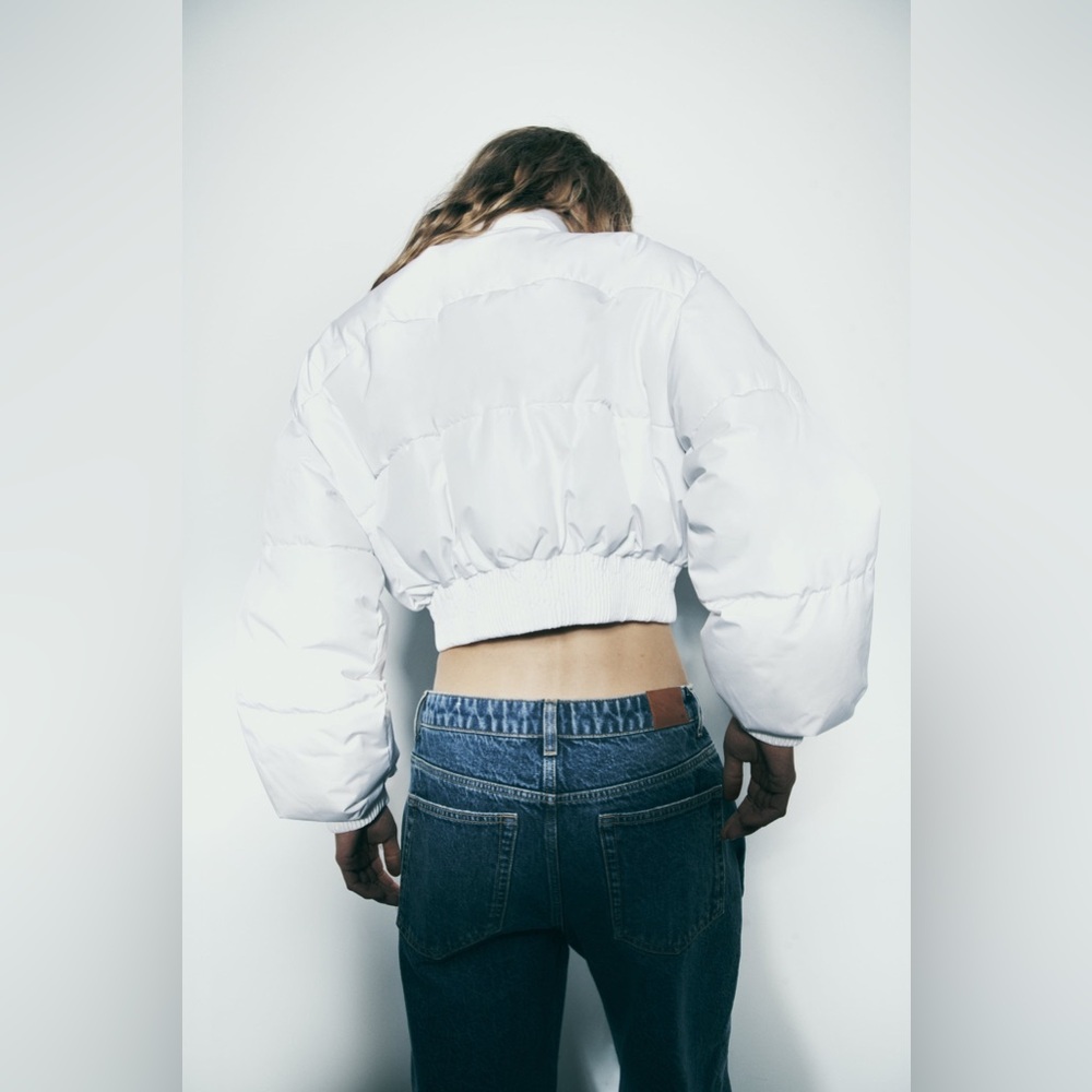 Zara Water And Wind Protection Cropped Puffer Anorak White Crop Jacket Small - Picture 8 of 12